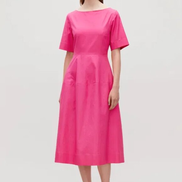 COS - Waisted Short-Sleeve Dress - Picture 1 of 7